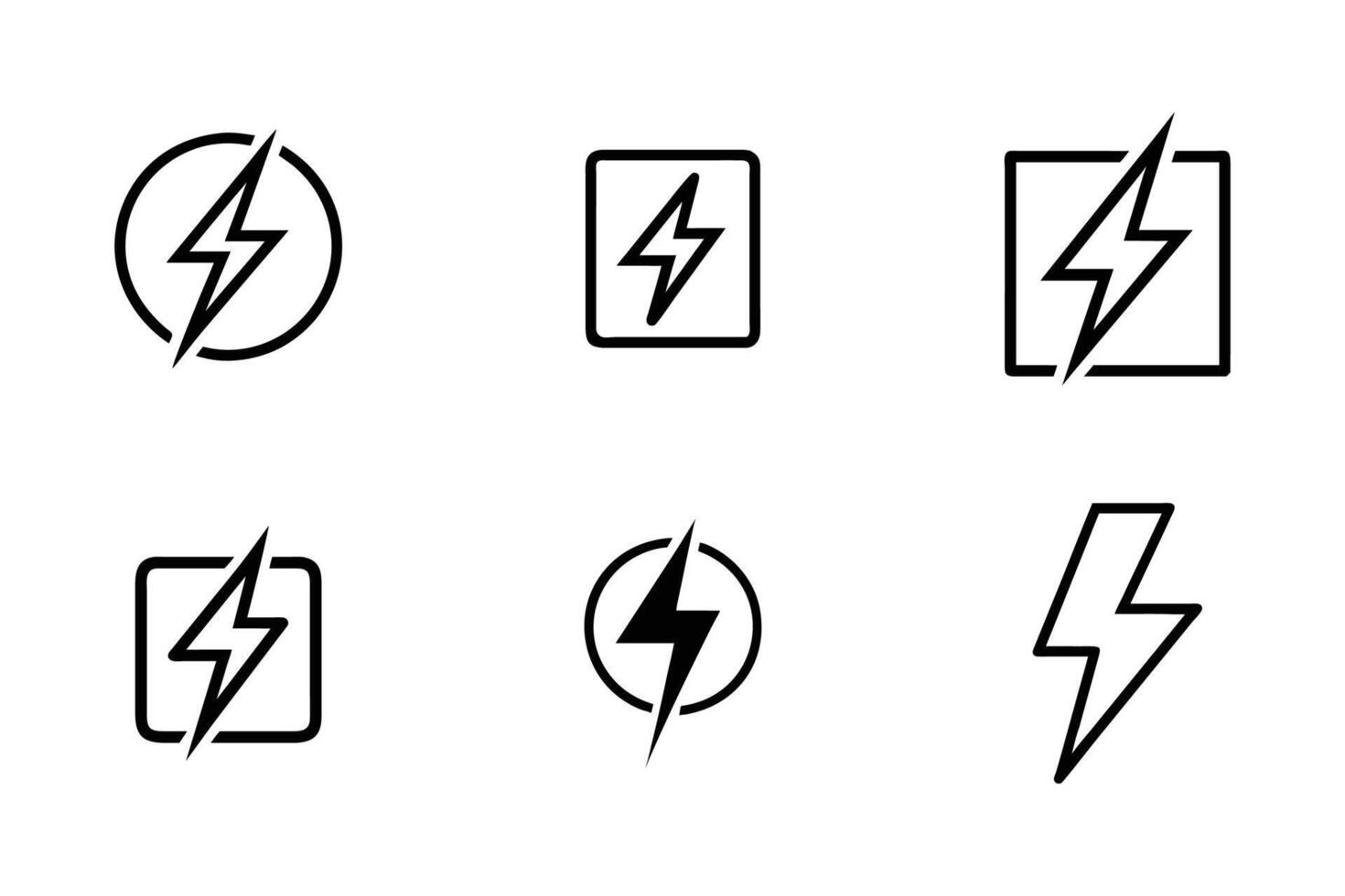Electric Flash Minimal Line Art Isolated Icons vector