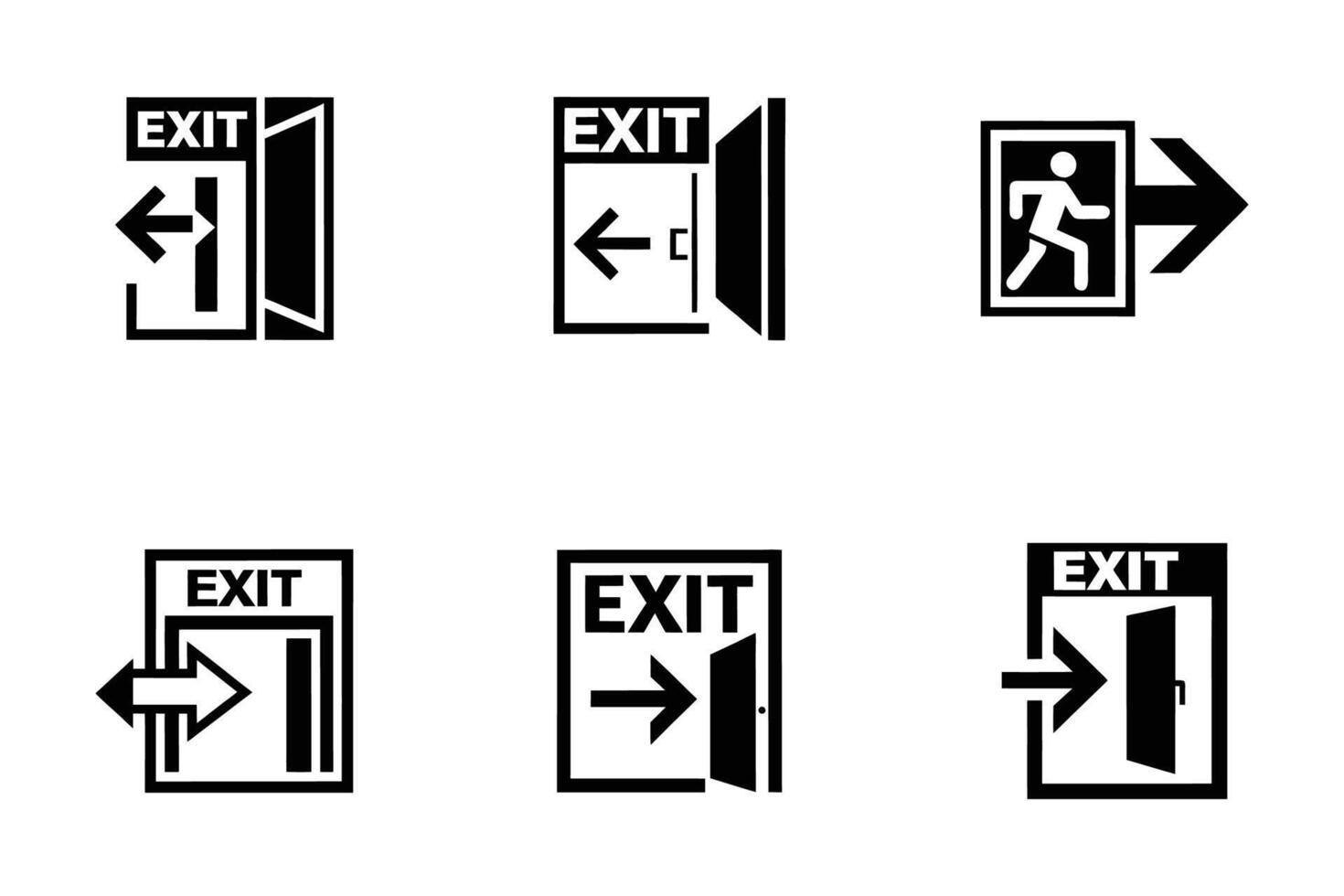 Open Door Outline Illustration Icon Set vector