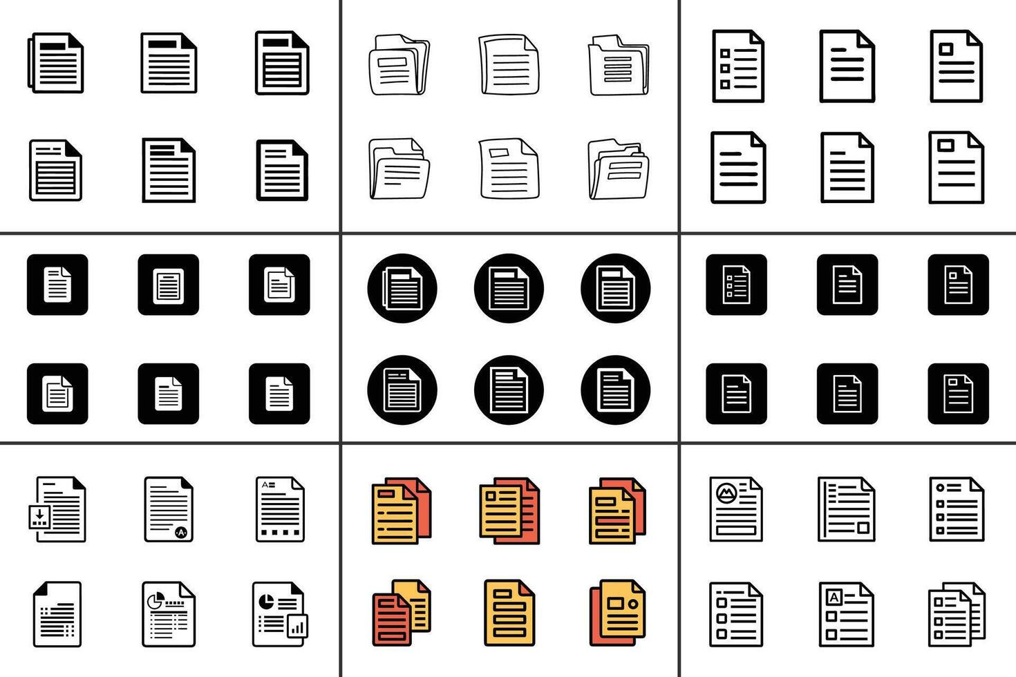 Simple File Line Art Isolated Icon Set vector