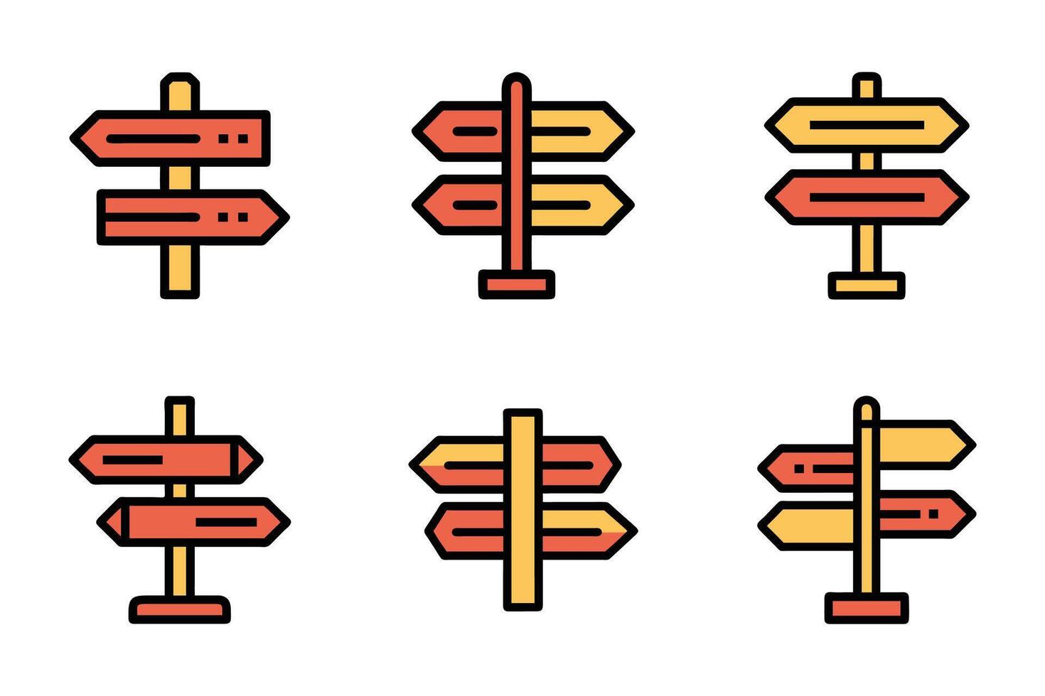 Direction isolated flat style icon collection vector