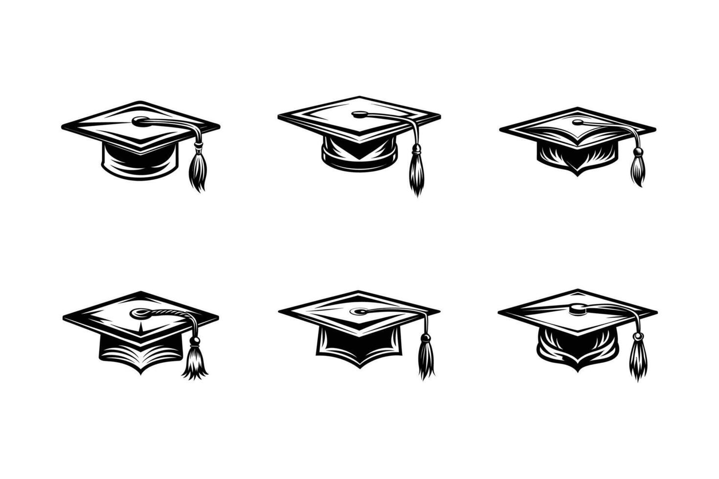 Mortarboard Outline Illustration Silhouette Icon Pack vector