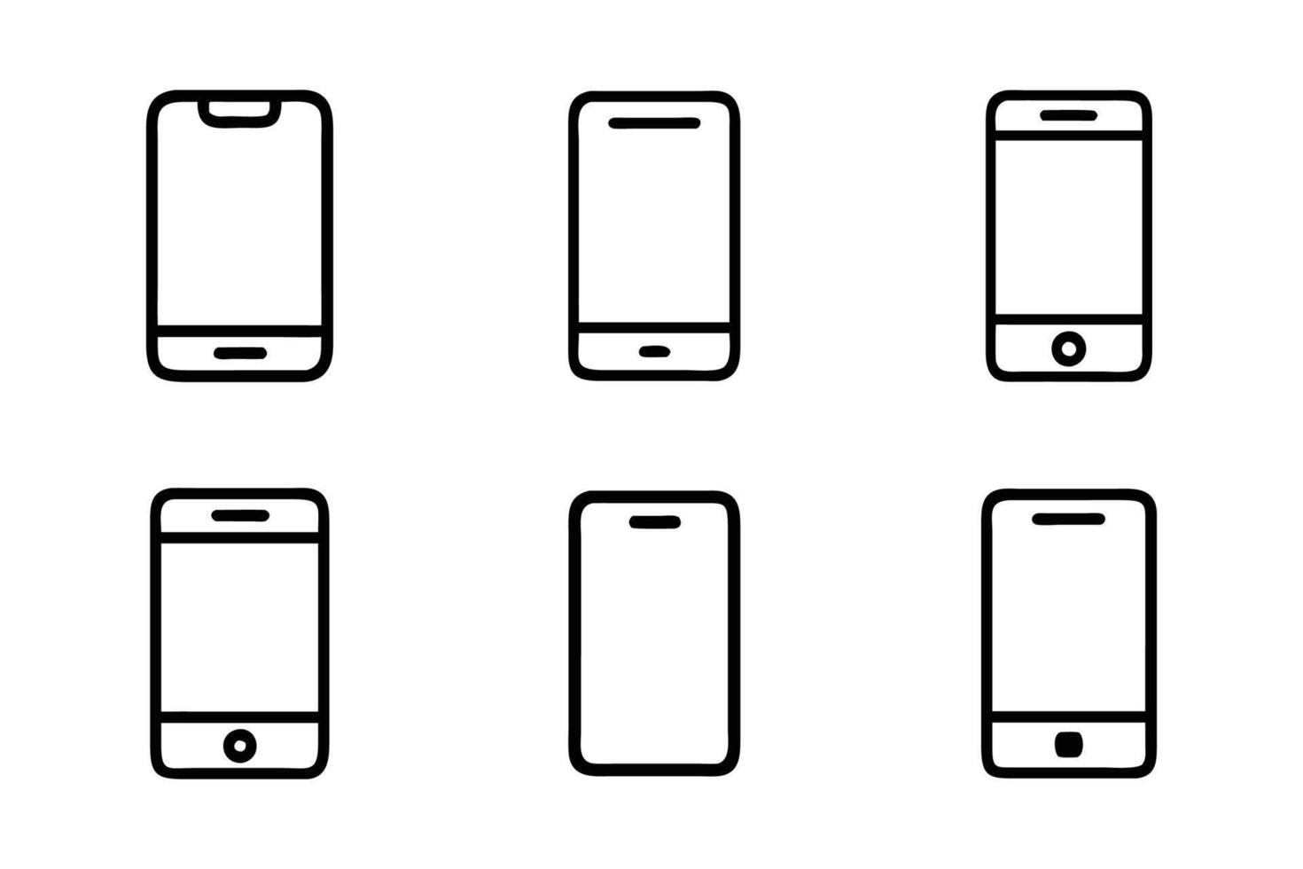 Mobile device isolated in flat style line drawing icon pack vector
