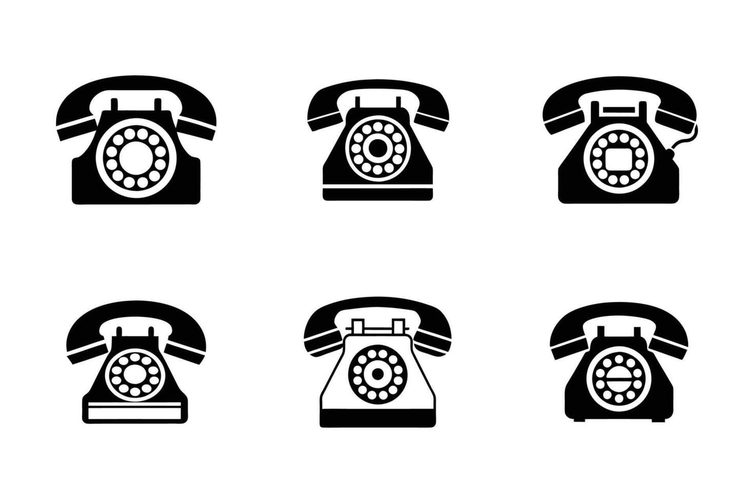 Telephone icons isolated in line art style set vector