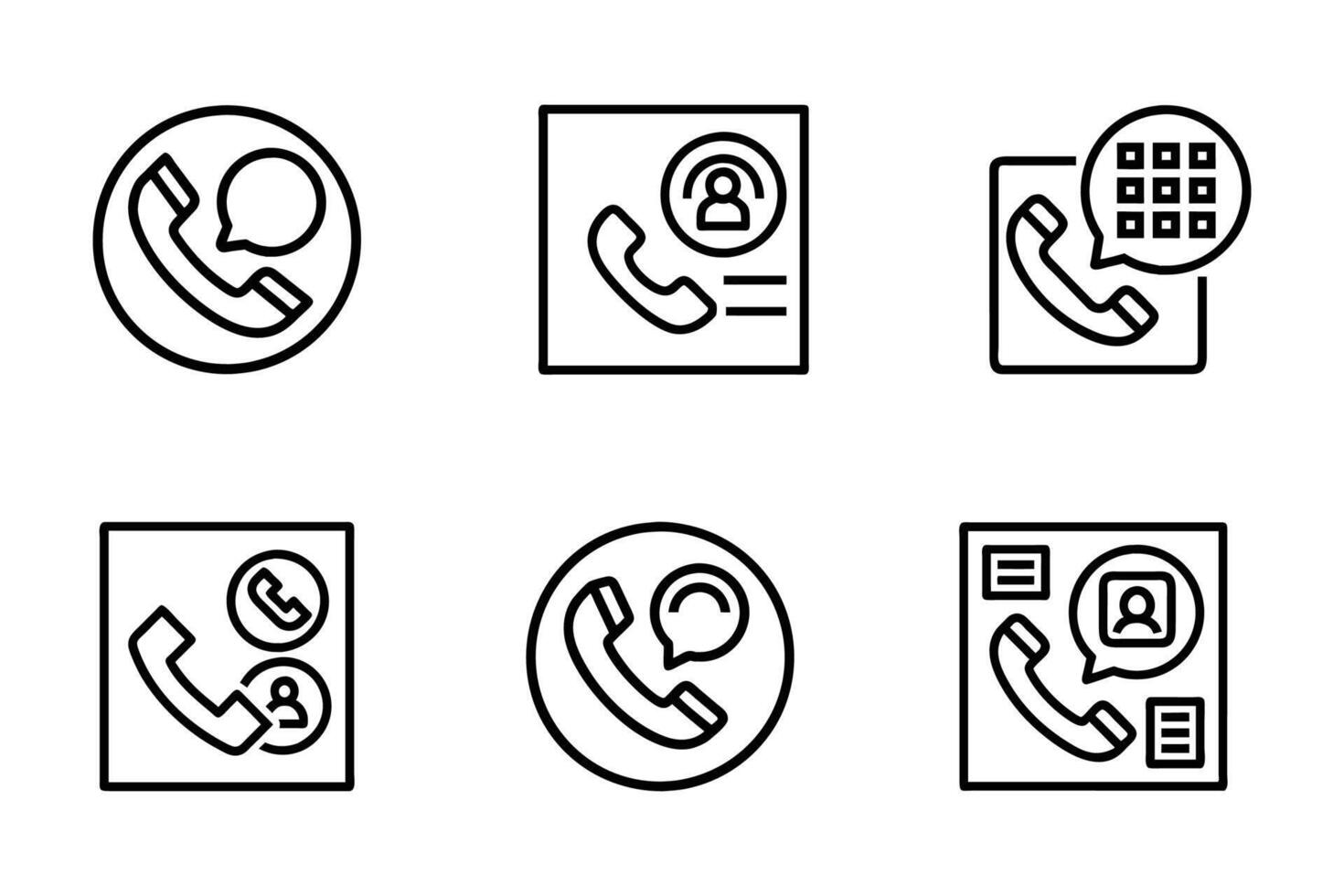 Call icon collection in flat design with line art vector