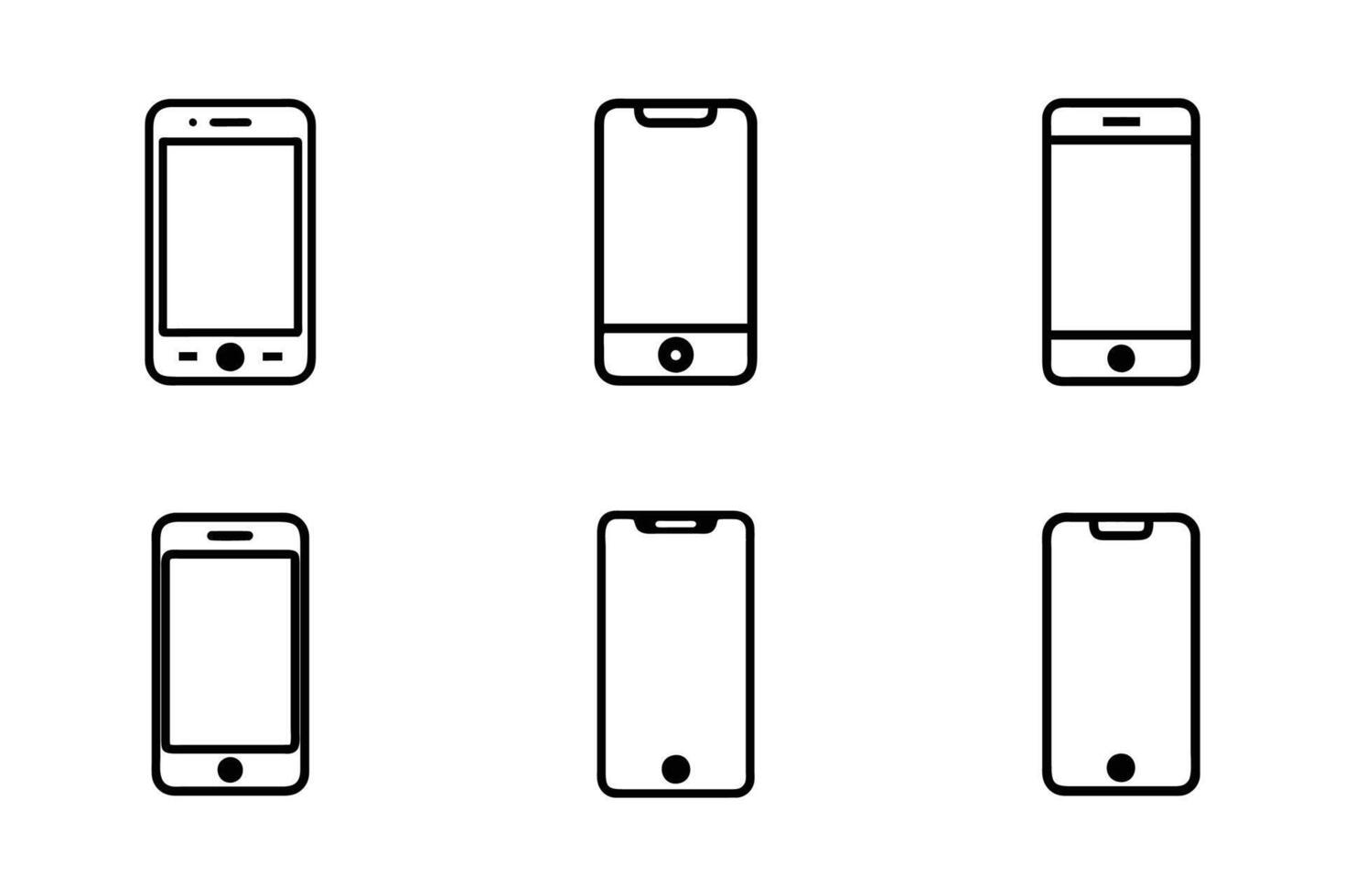 Mobile phone isolated in flat outline line art icon pack vector
