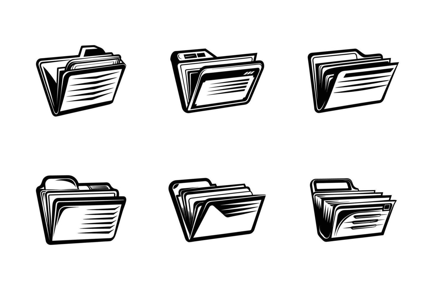 Paperwork Folder Silhouette Outline Icon Pack vector