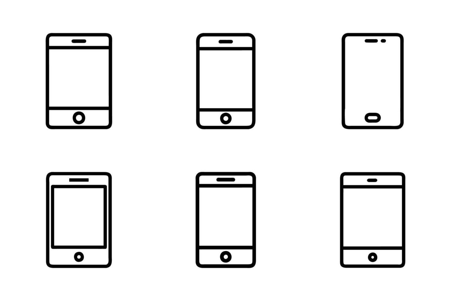 Mobile silhouette flat design line art icon collection vector