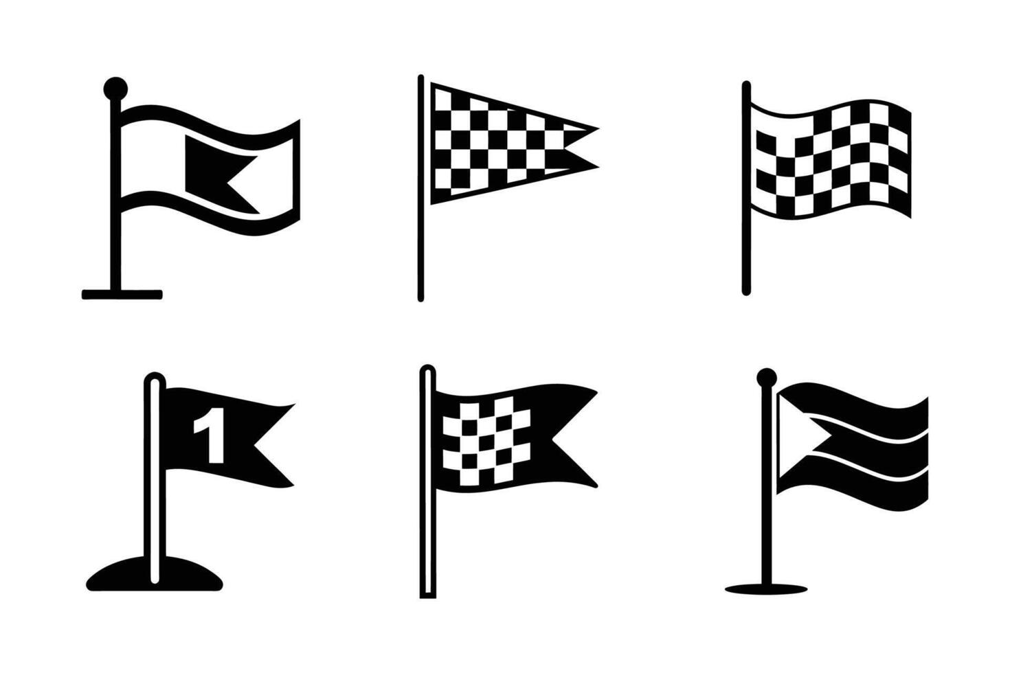 Race Flag Outline Illustration Silhouette Icon Pack vector