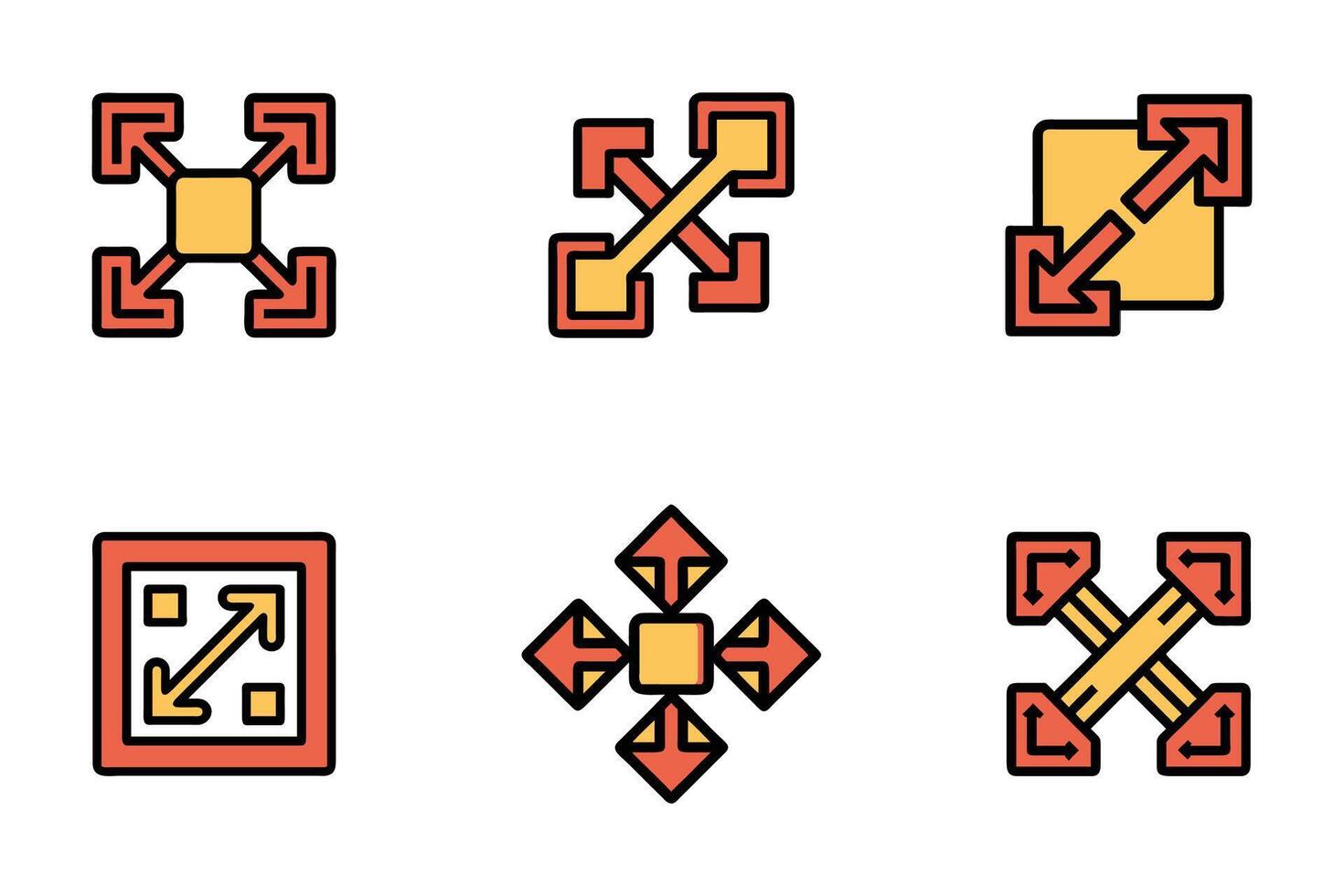 Resize Symbol Minimalist Line Art Silhouette Icon Collection vector