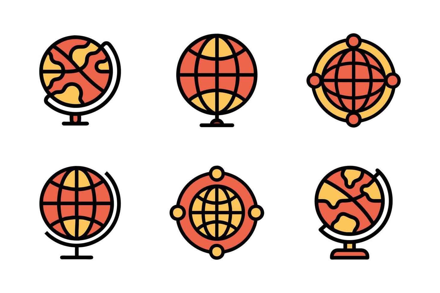 Globe isolated minimalistic silhouette icon pack vector
