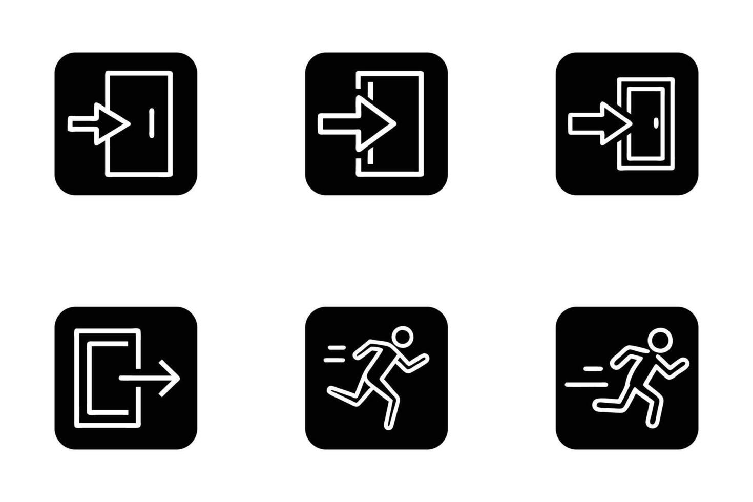 Exit Sign Minimalist Flat Style Silhouette Icons vector