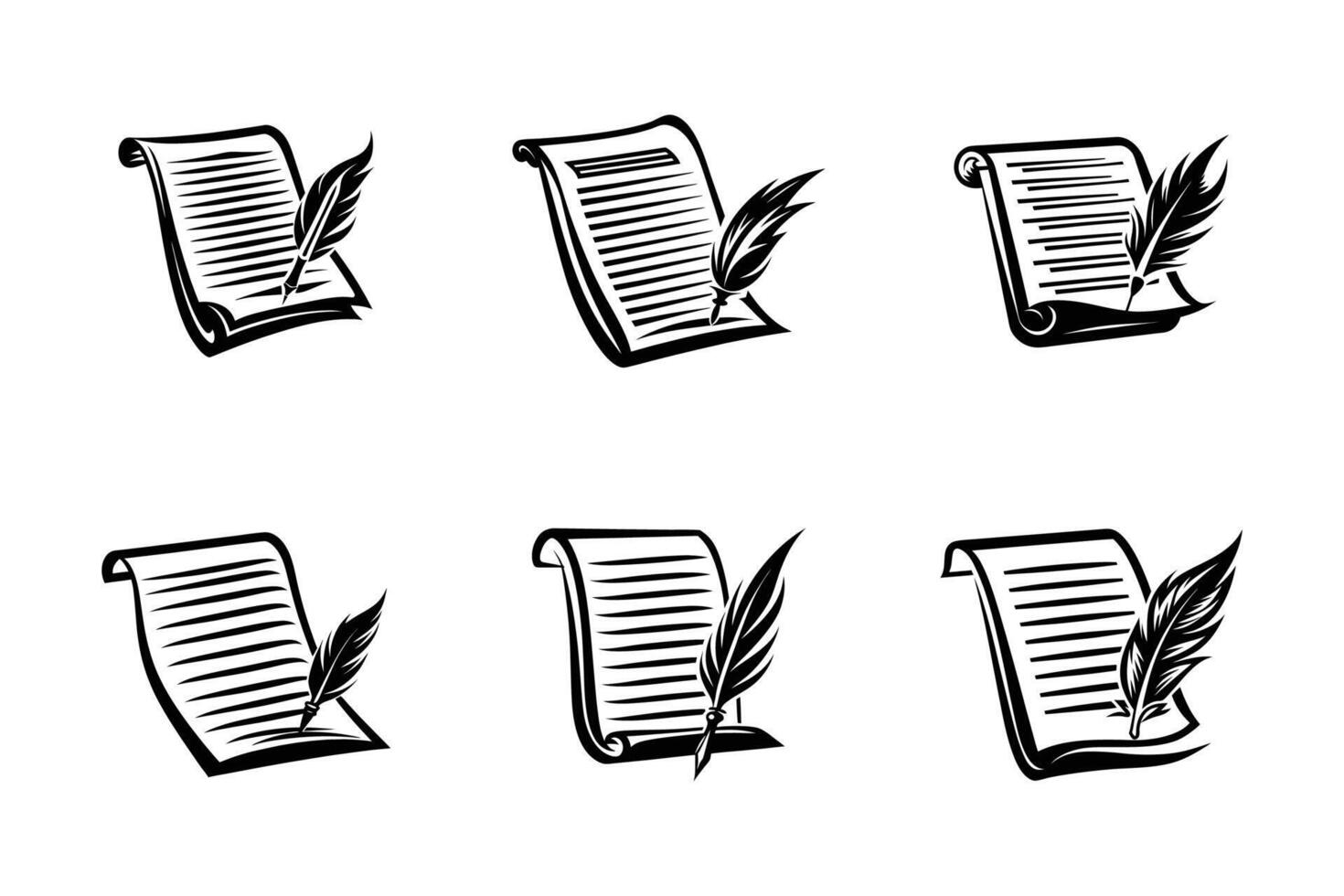 Documents Line Art Silhouette Minimalist Digital Paper Icon Set vector
