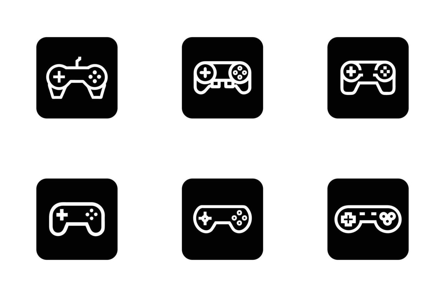 Gaming headset and gamepad icon collection in outline vector