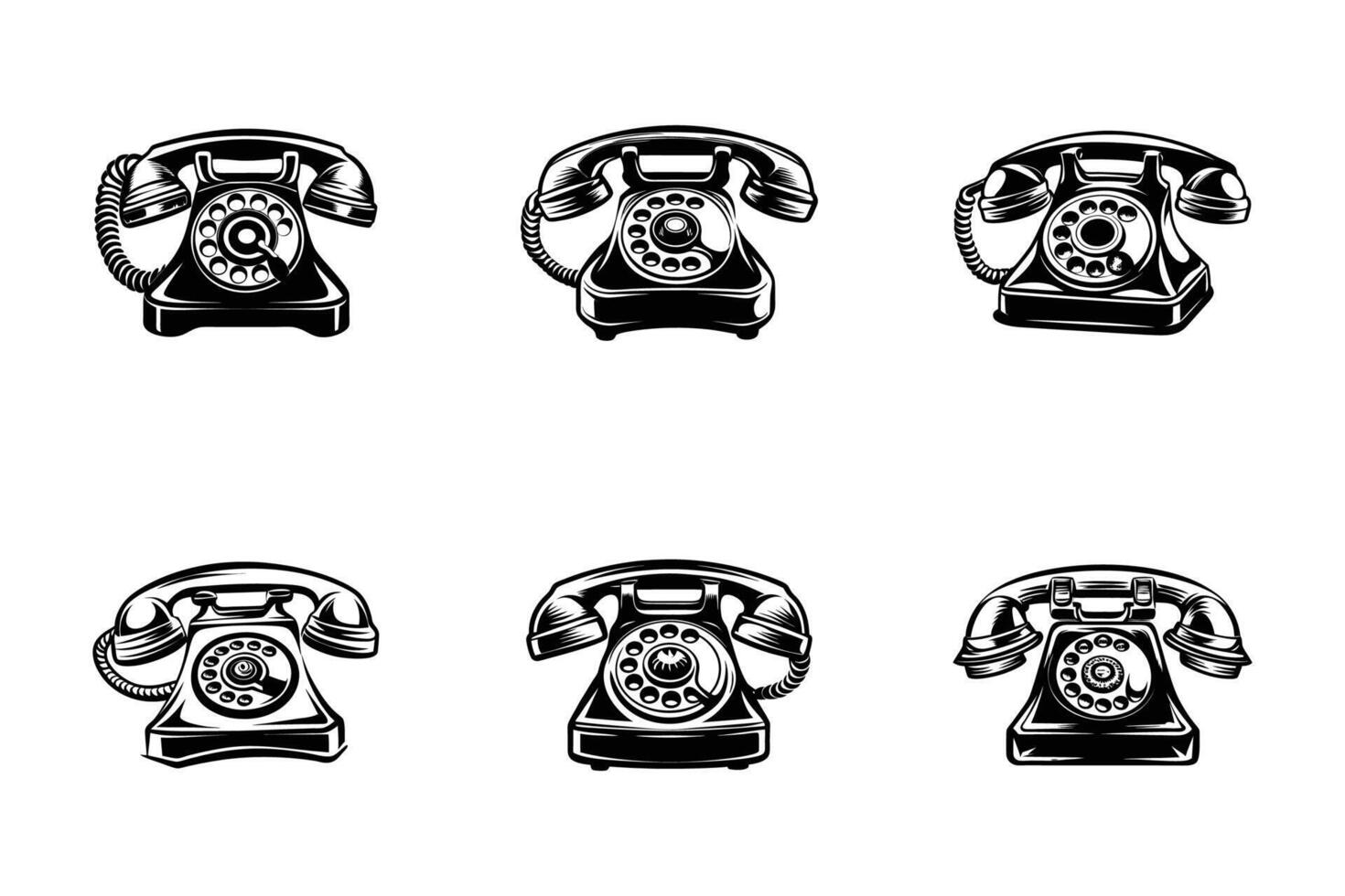 Call flat illustration isolated line art silhouette icon set vector