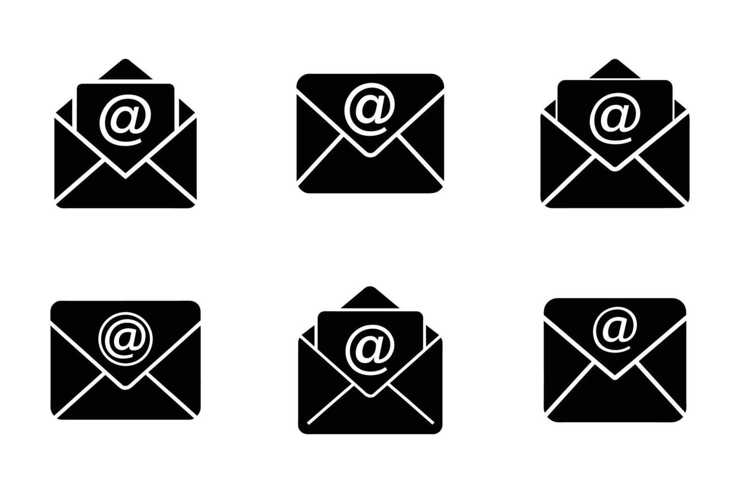 Email Notification Minimalist Flat Style Silhouette Icons vector