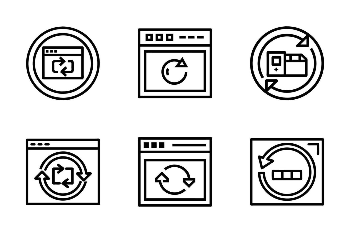 Simple Reload Line Art Isolated Icon Set vector