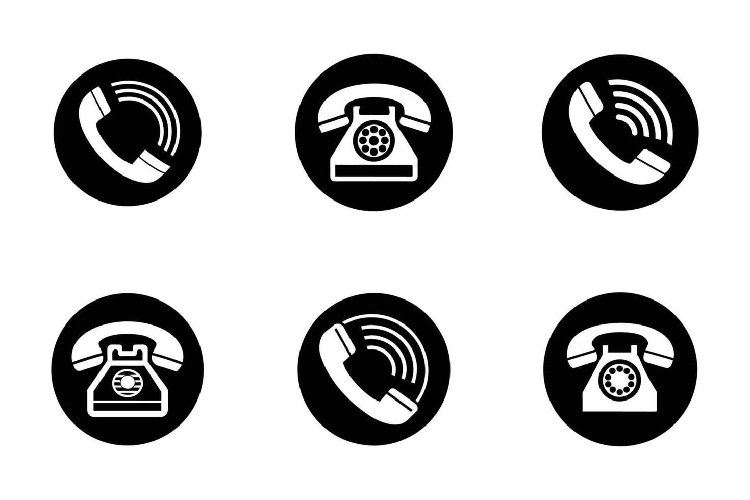 Call isolated line drawing silhouette icon pack vector