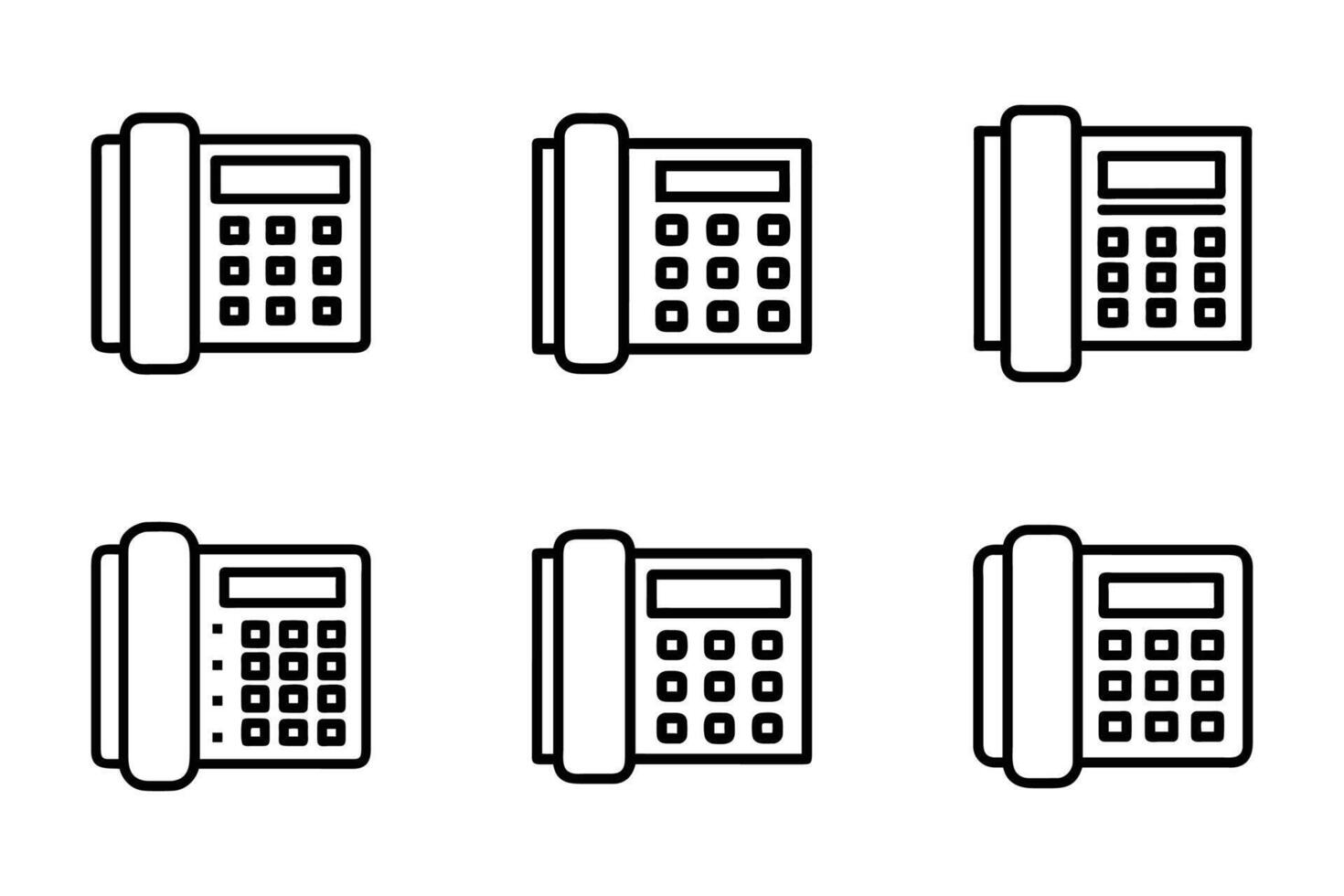 Telephone icons isolated in flat style outline design vector