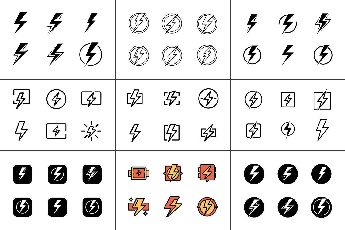 Flash Isolated Flat Illustration Line Art Icon Set vector
