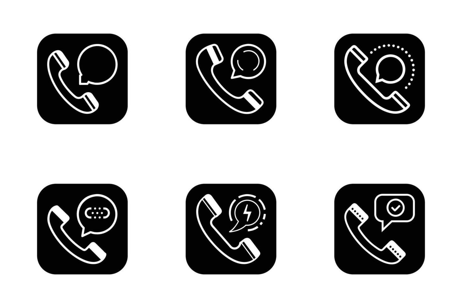 Call isolated in flat line art silhouette icon pack vector