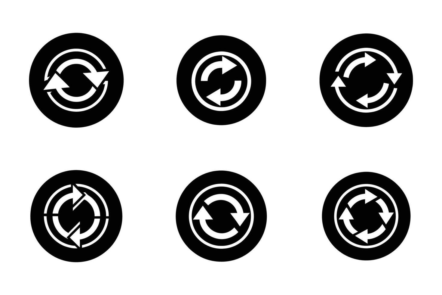 Refresh Symbol Flat Line Art Silhouette Icon Collection vector