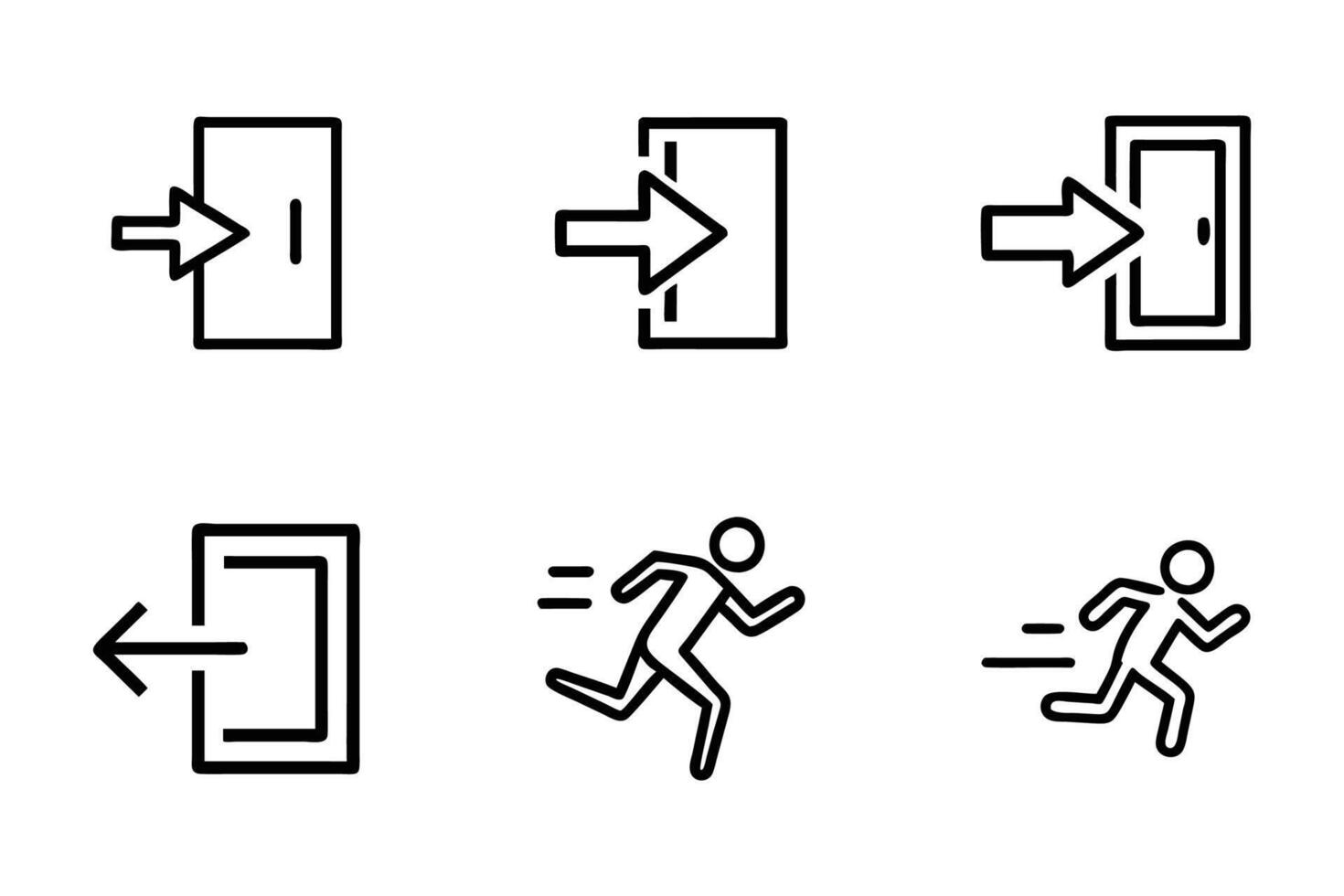 Flat Emergency Exit Simple Line Art Icons vector