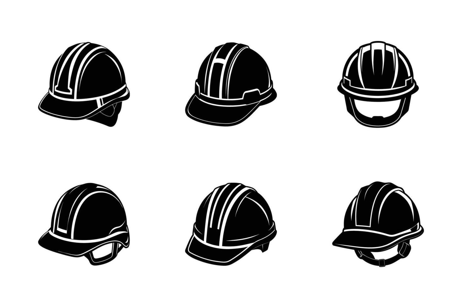Worker helmet silhouette icon series in flat design vector