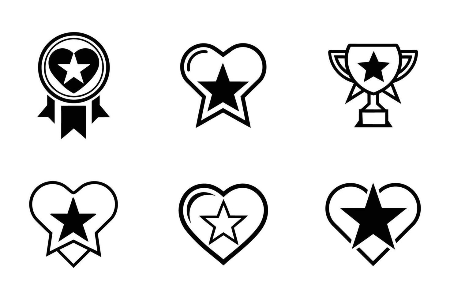 Bookmark Star Minimal Line Art Flat Icon Collection vector