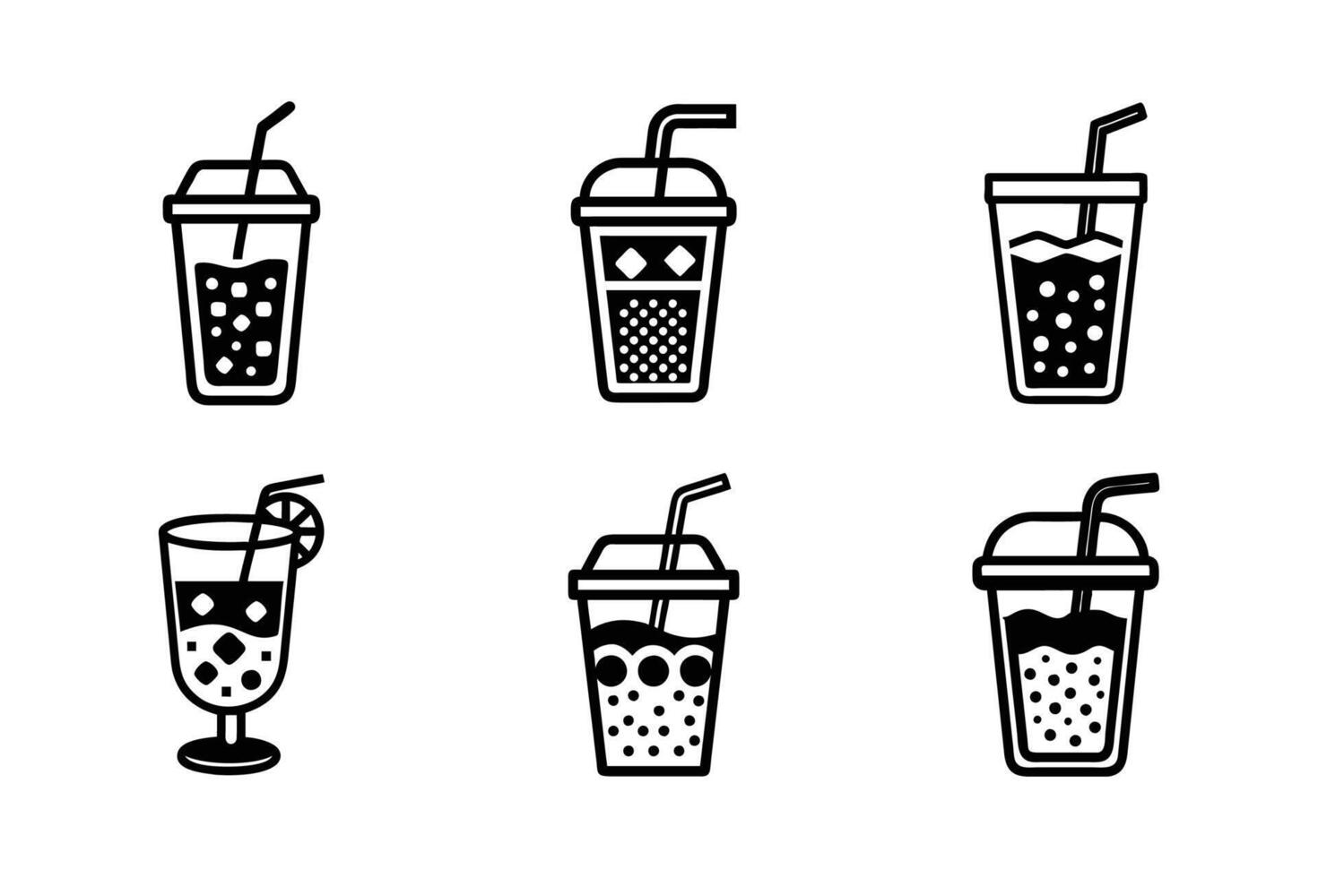 Refreshing Drink Minimal Line Art Flat Icon Collection vector