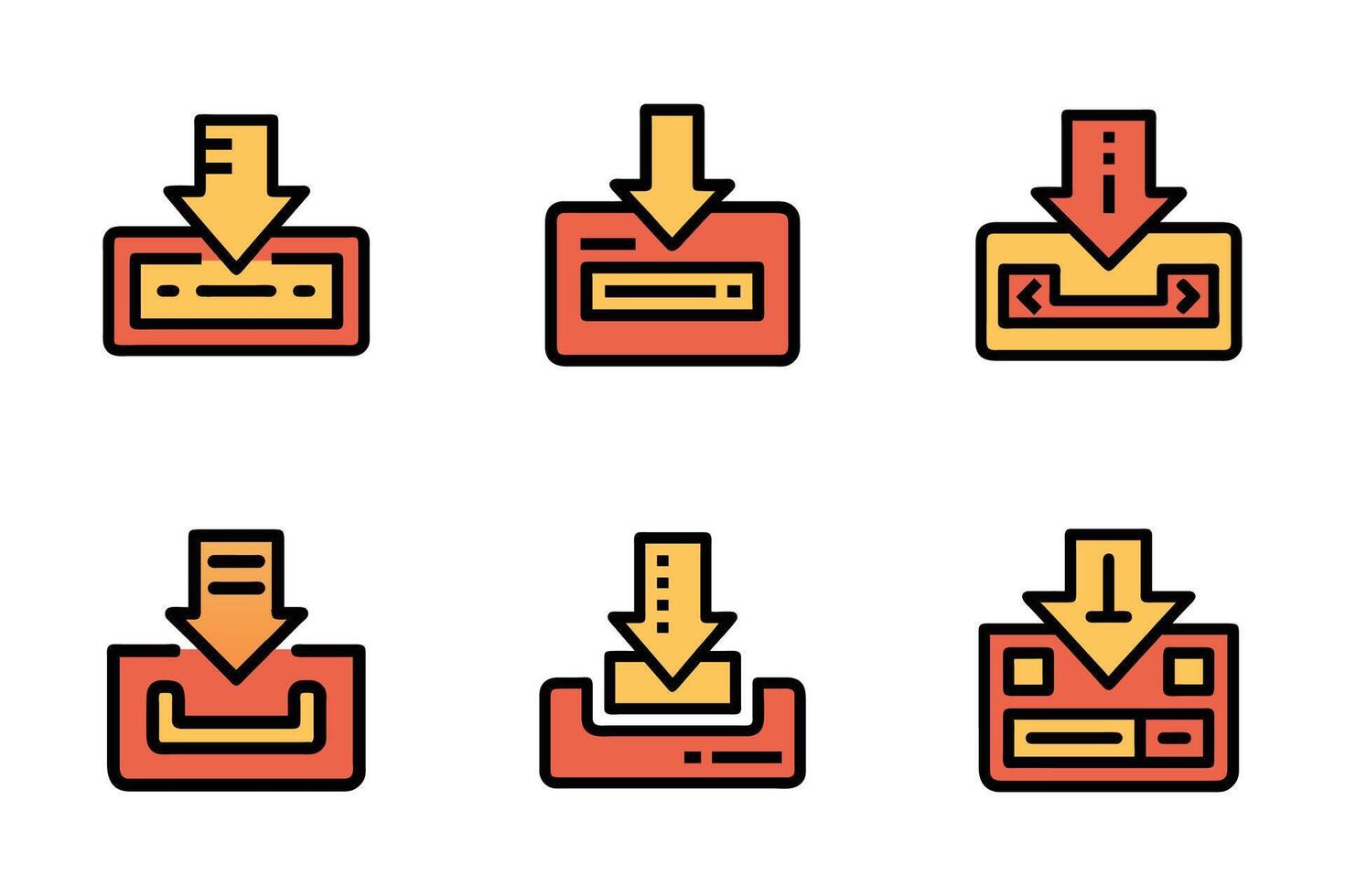 Save File Outline Illustration Icon Set vector
