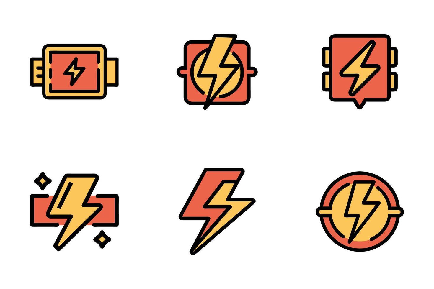 Flash of Light Minimalist Flat Style Silhouette Icons vector
