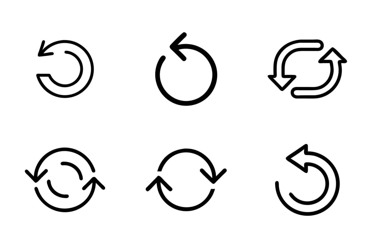 Flat Style Sync Outline Silhouette Icons vector
