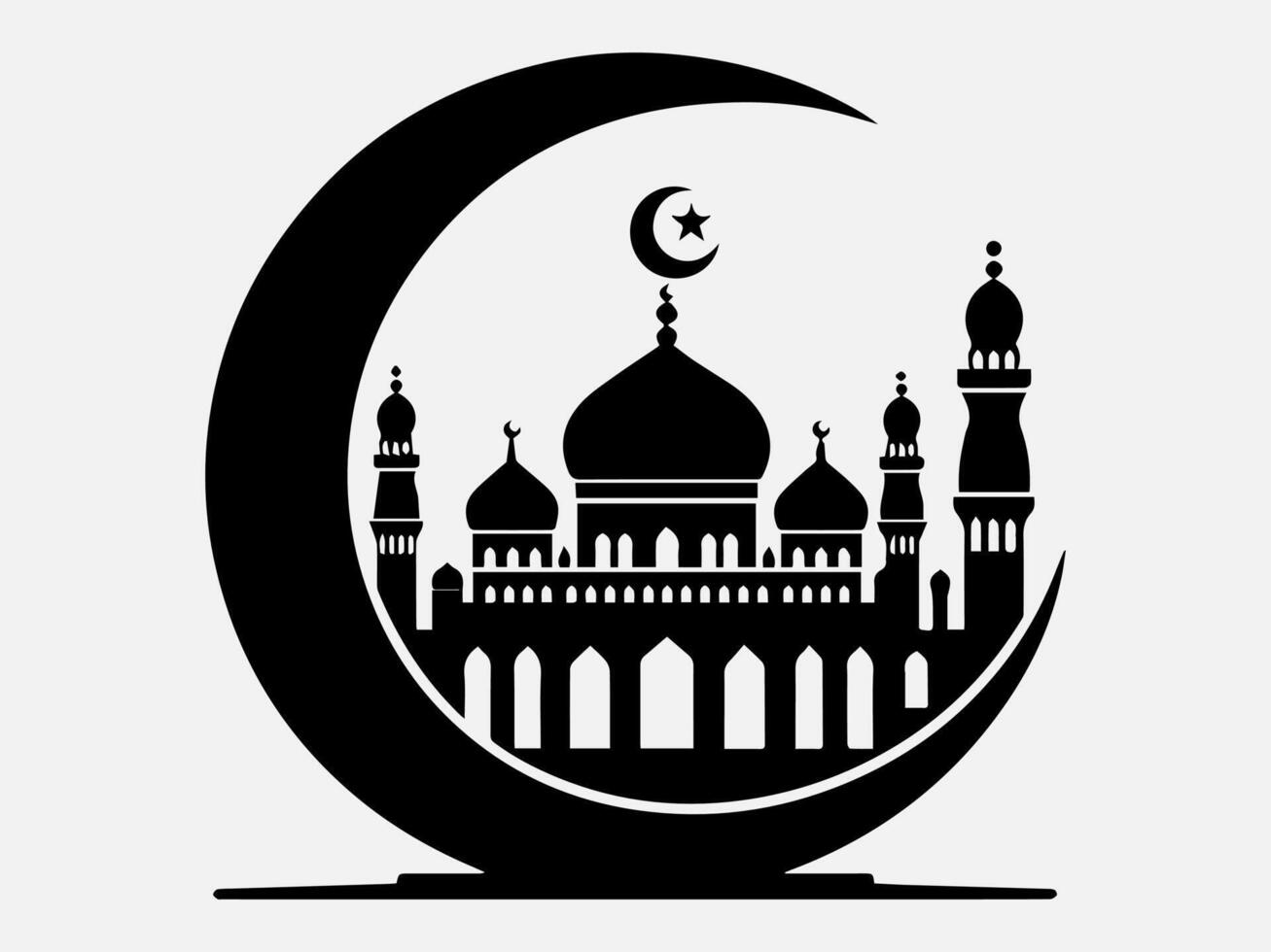 High-Quality Eid Mubarak Silhouette Illustration for Posters and Banners vector