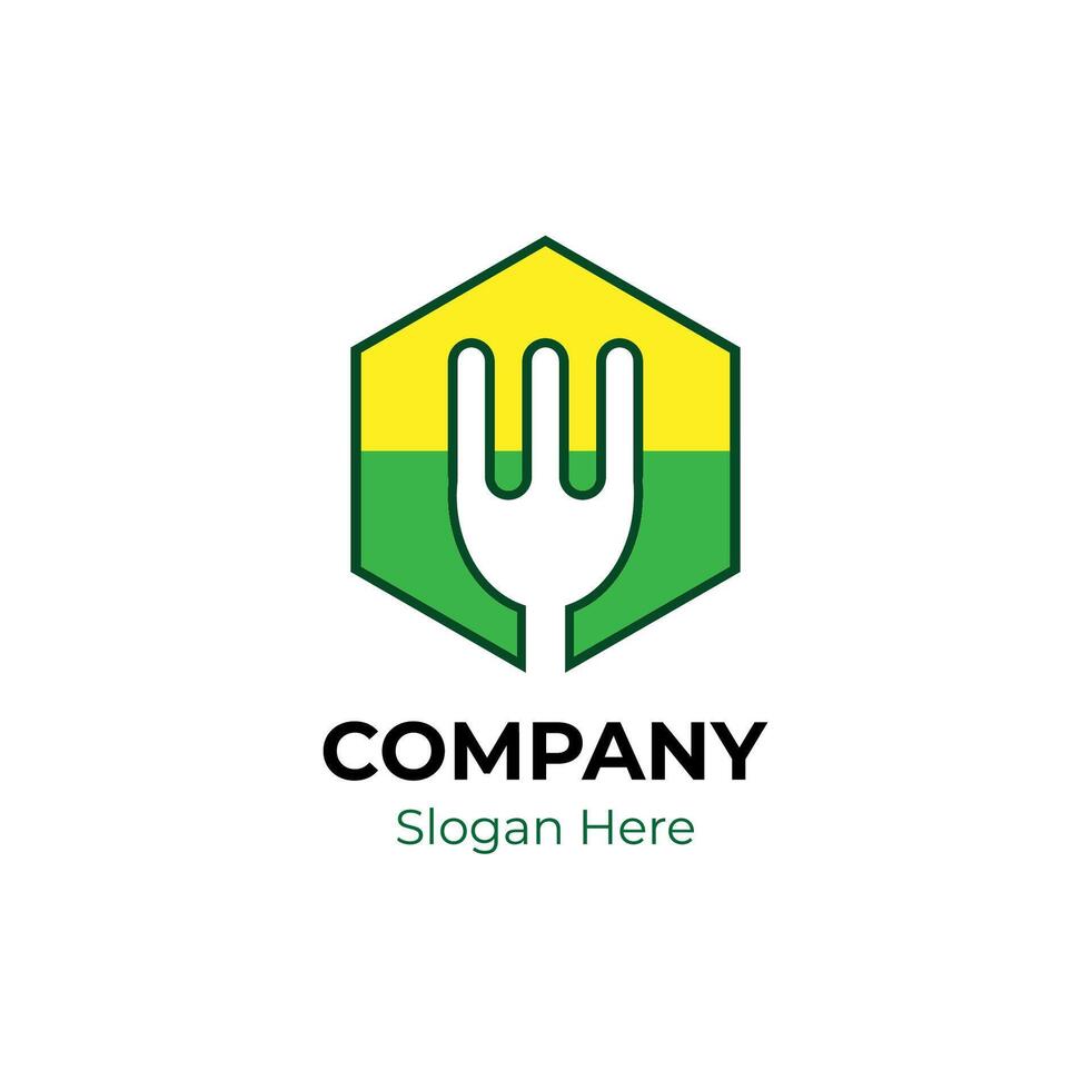 Fork icon logo design template with polygon. Healthy and fresh food logo design. vector