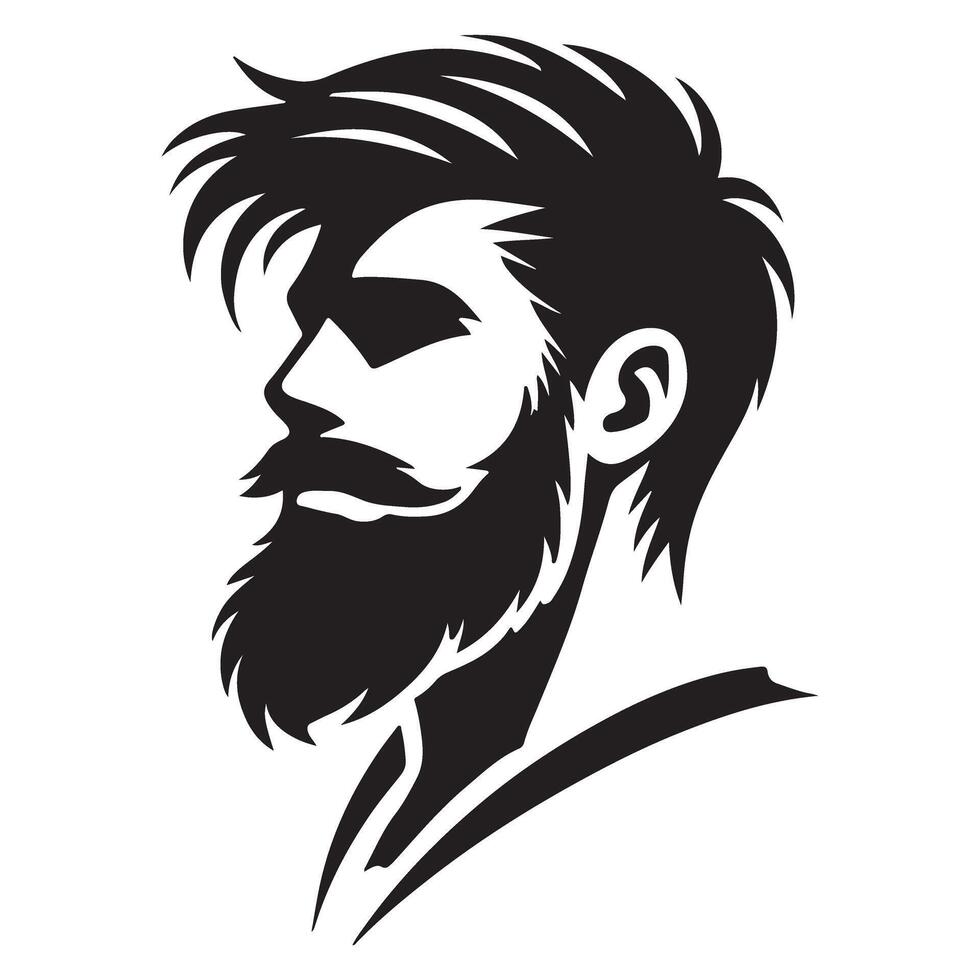 Stylish Bearded Man Silhouette Illustration for Barber Shop Branding vector