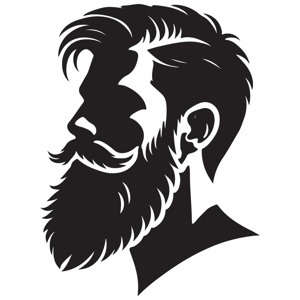 Creative Bearded Man Head Silhouette Art Illustration Design vector