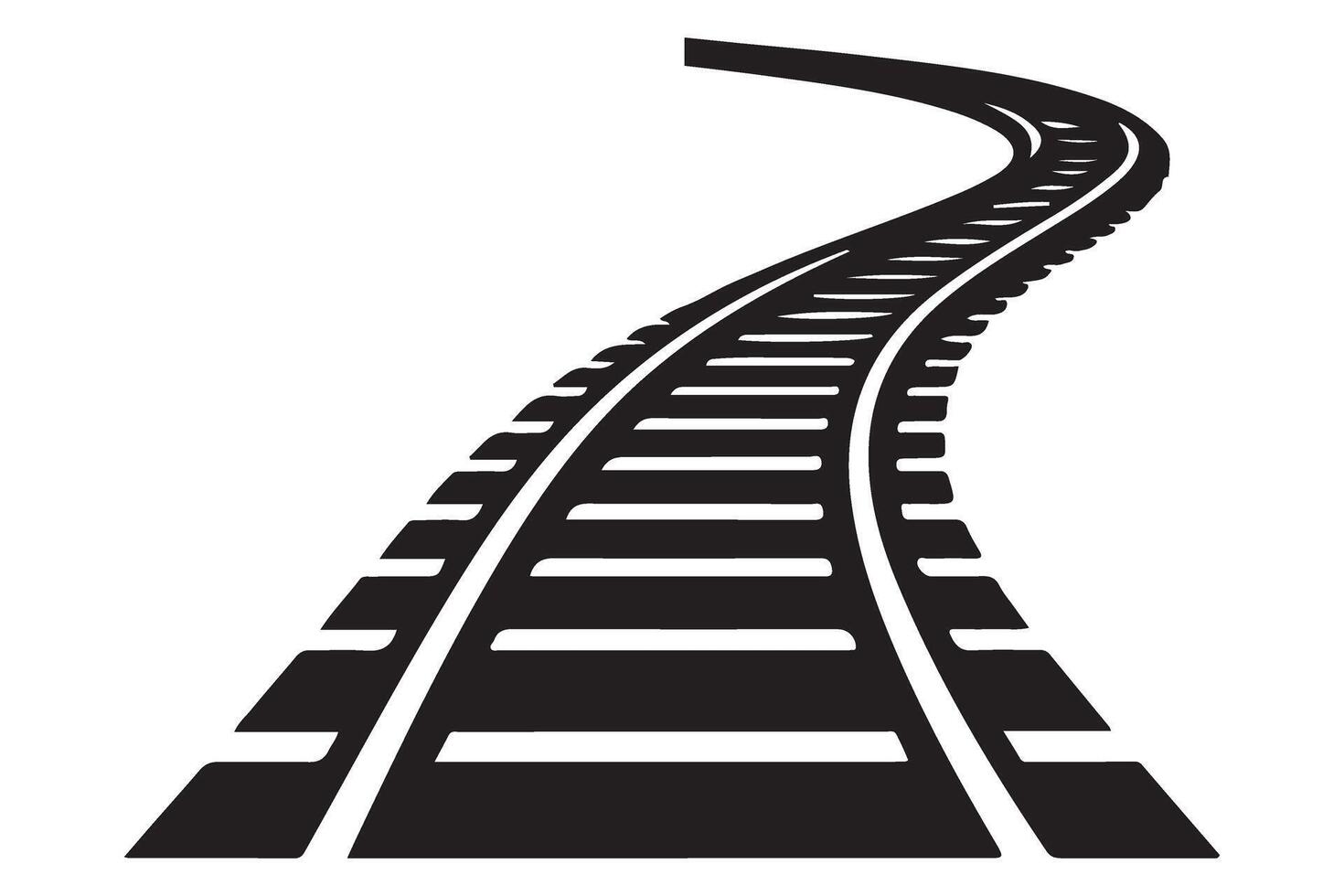 Curved Railroad Tracks Illustration Railway Transportation Design Element vector