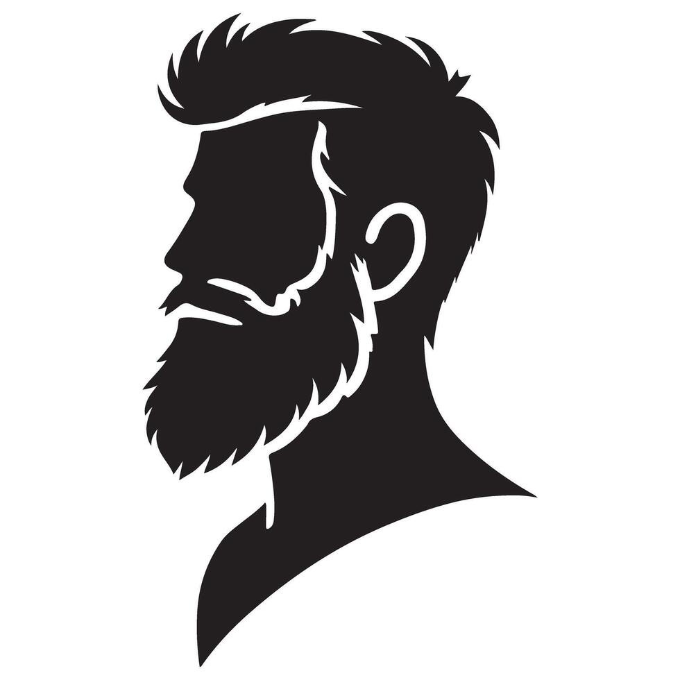 Stylish Bearded Man Silhouette Illustration for Barber Shops vector
