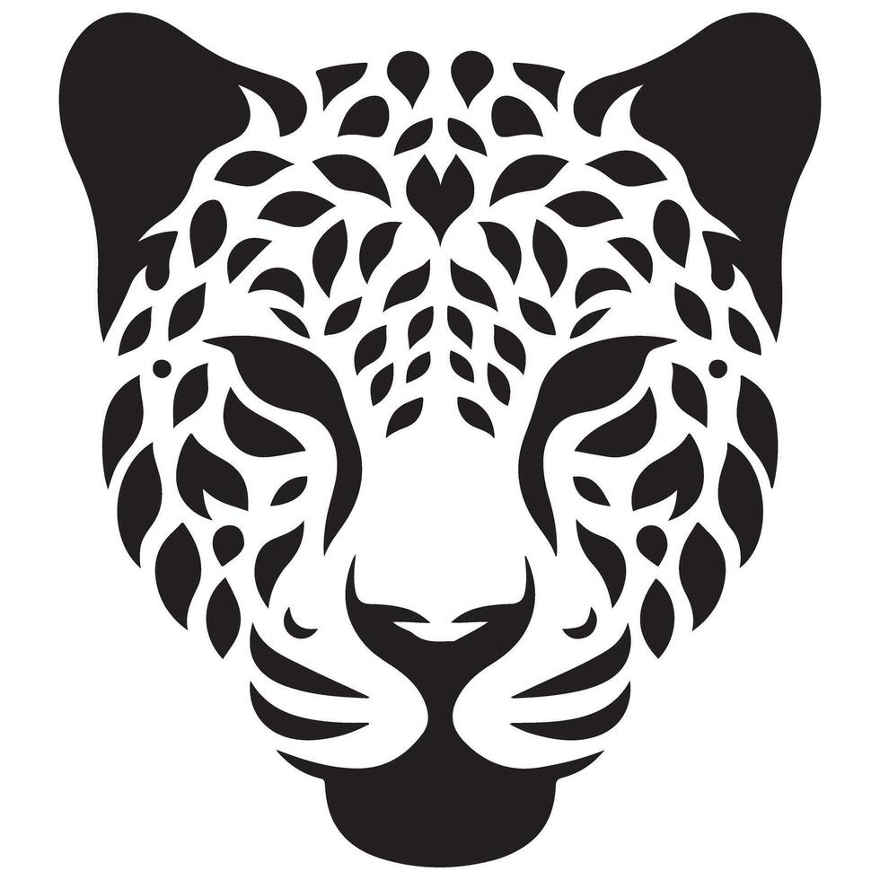Jaguar Face Illustration Stylish Animal Design Detailed Portrait vector