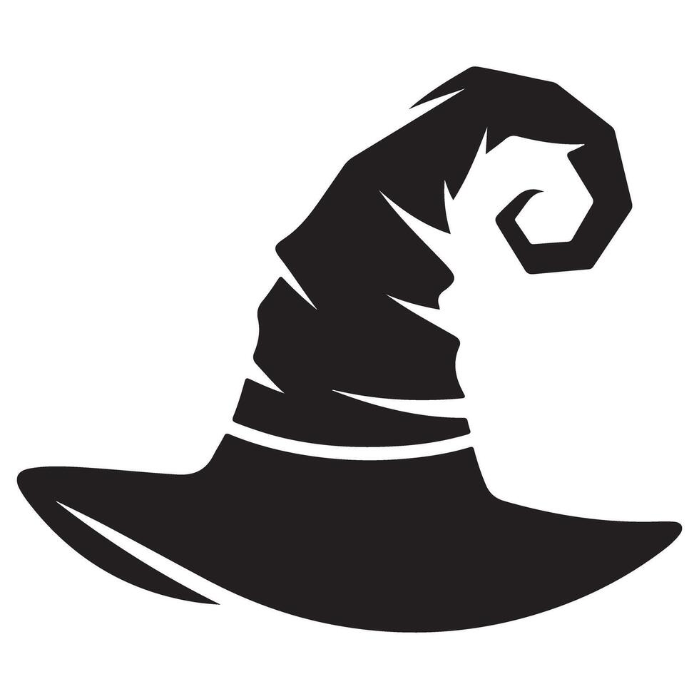Stylish Witch Hat Silhouette Art Halloween Icon Illustration vector