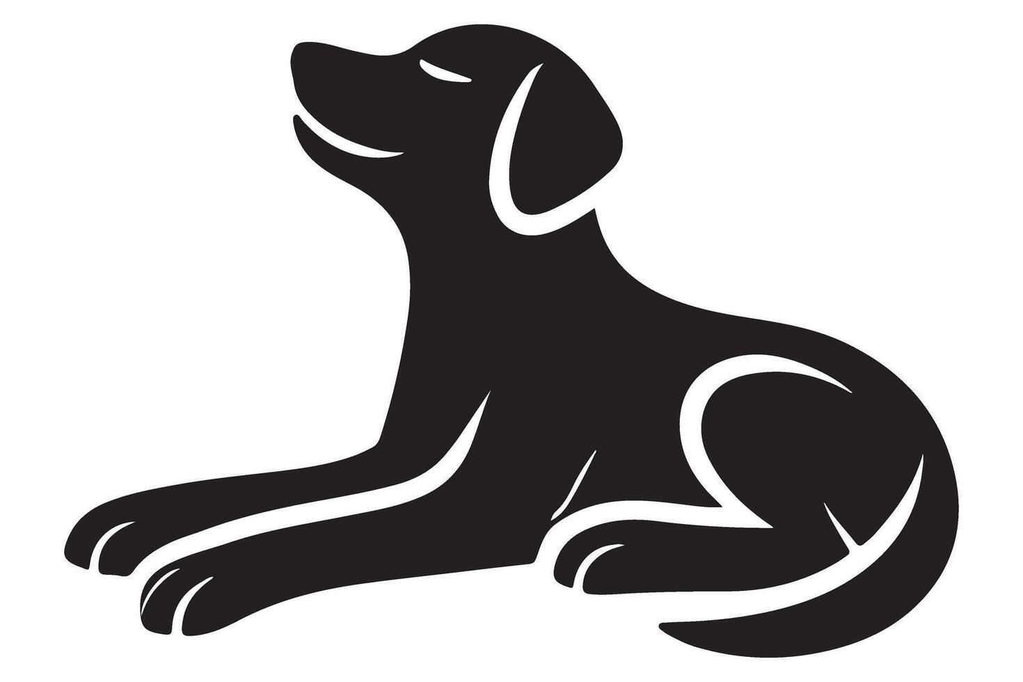 Black Labrador Retriever Dog Lying Down Silhouette Image vector