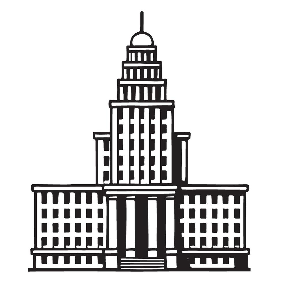 Detailed Building Silhouette Illustration for Architecture and Cityscape Concepts vector