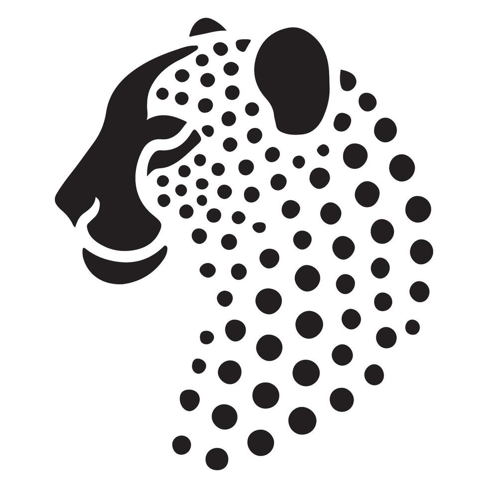 Spotted Cheetah Head Silhouette Illustration Profile View vector
