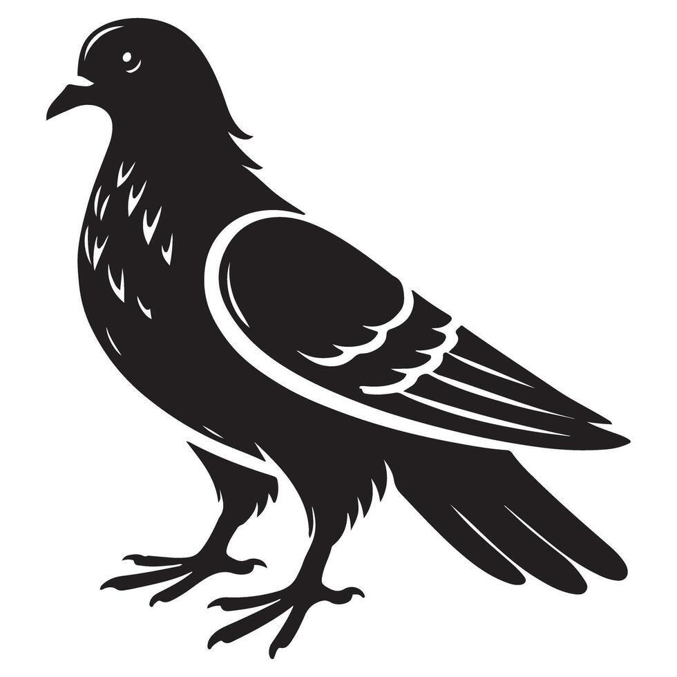 Pigeon Standing Illustration Perfect Artistic Style Design Logo vector