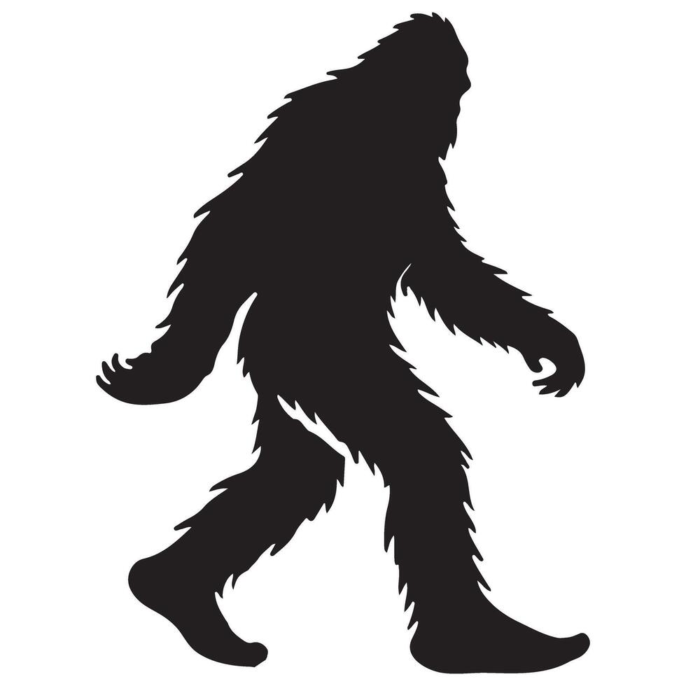 Sasquatch or Bigfoot walking silhouette art illustration vector