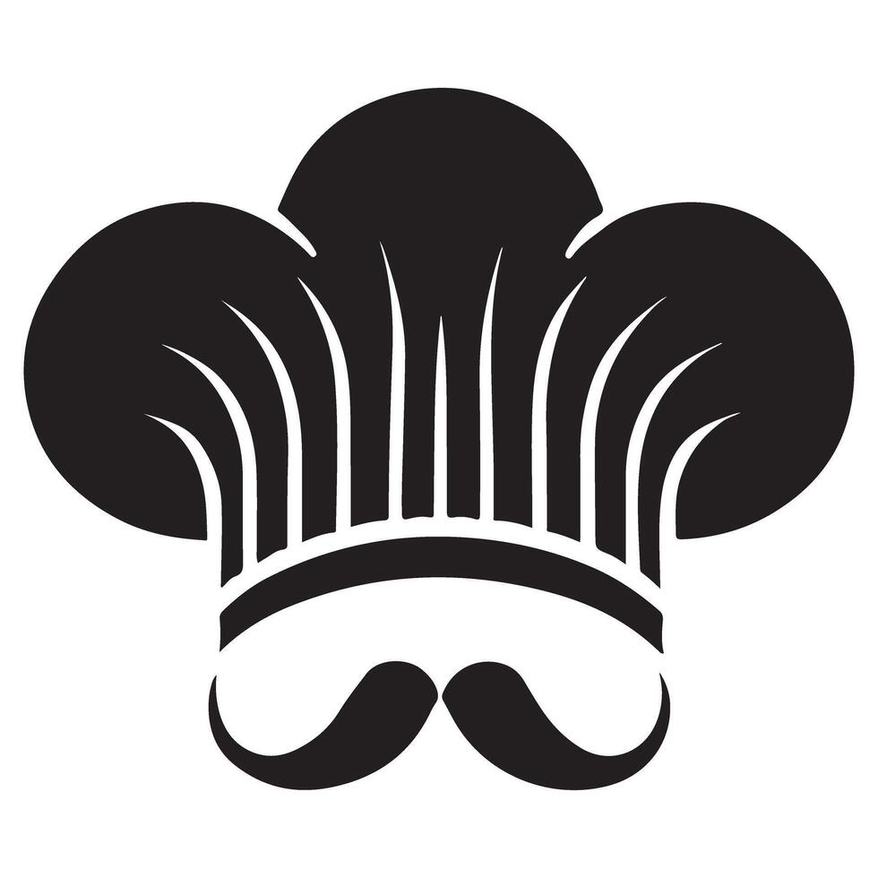 Chef with Mustache Hat Silhouette Graphic Image Resource vector