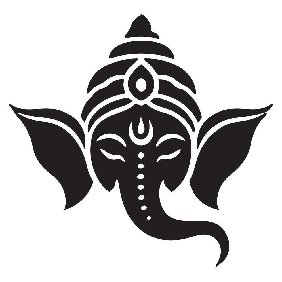 Ganesha Icon Silhouette Design Symbolizing Wisdom and Prosperity vector