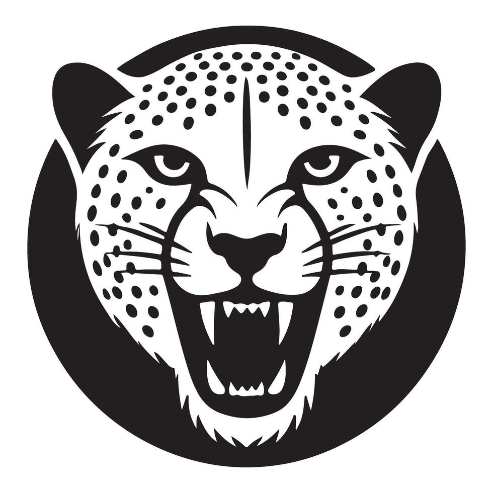 Ferocious Cheetah Head Fierce Animal Silhouette Logo Design vector