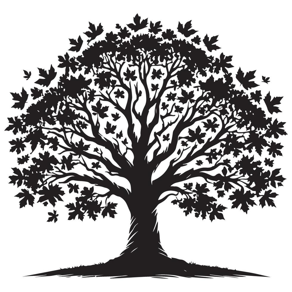 Autumn Maple Leaves Silhouette Illustration for Seasonal Projects vector