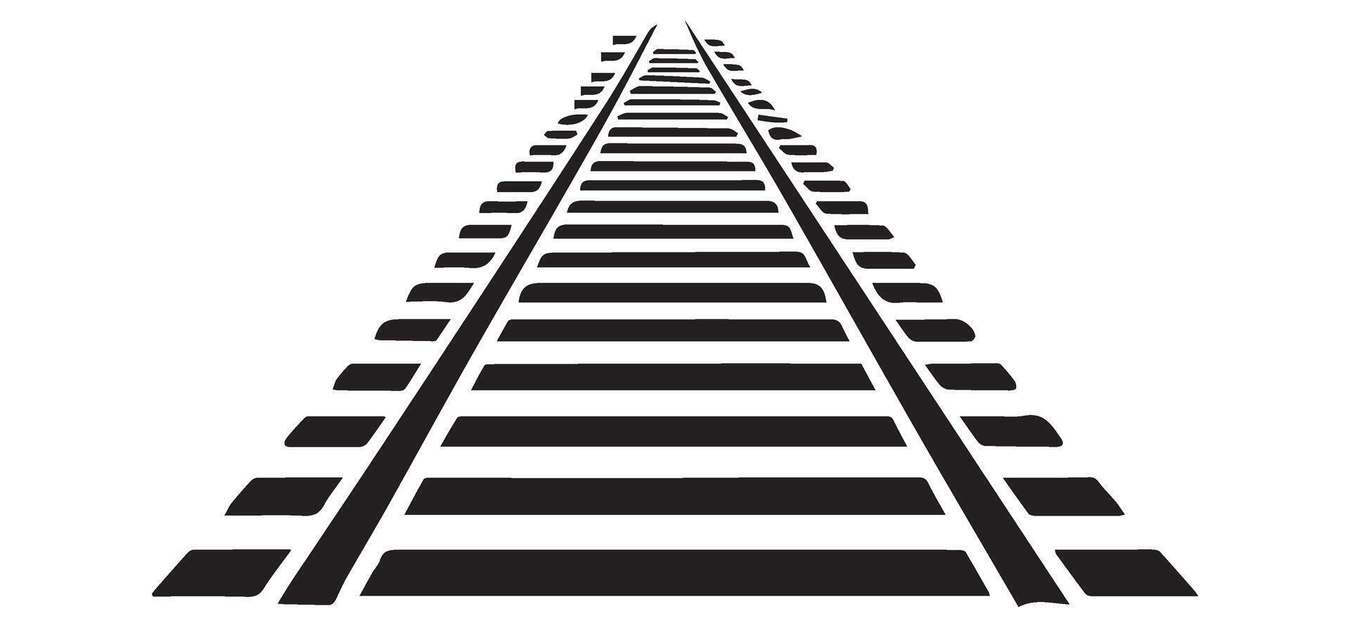Railroad track perspective silhouette illustration for transportation themes vector